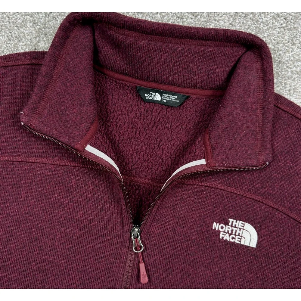 The North Face Leo Sweater Mens L Burgundy 1/4 Zip Fleece Pullover NF0A2SUX